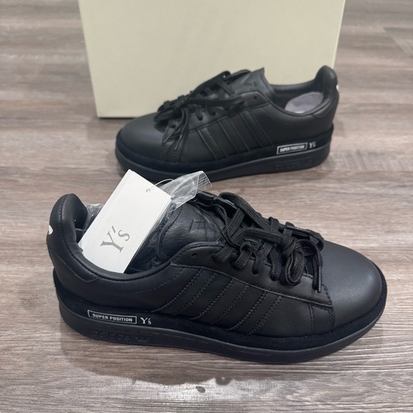 Y’s by Yohji Yamamoto Y3 adidas Wedge Stan Black Leather Sneakers - Picture 2 of 14